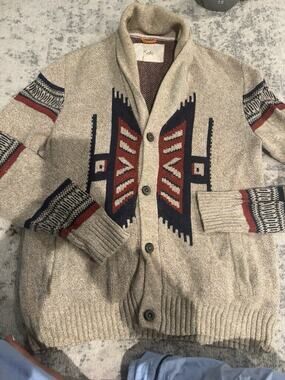 Koto M/M Southwestern Aztec Cardigan Sweater Mens Medium Geometric Western